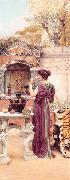 John William Godward At the Garden Shrine, Pompeii oil